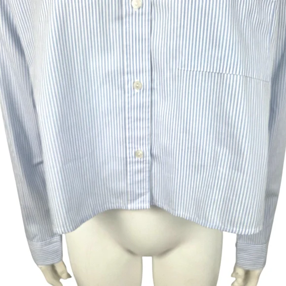 Abercrombie Oversized Cropped Poplin Dress Shirt NEW Womens Medium Blue White - Picture 7 of 11